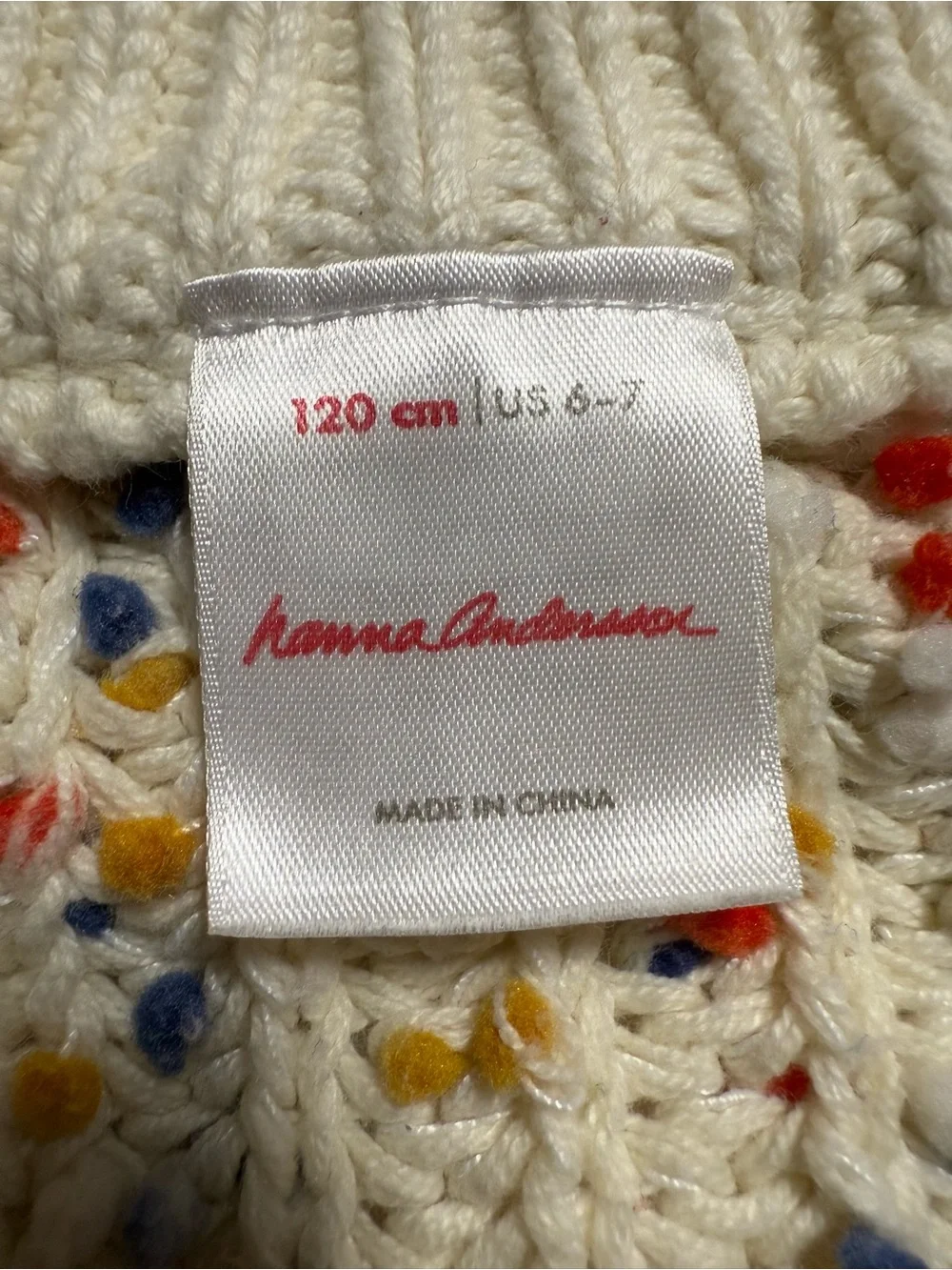 Hanna Andersson Girls Confetti Knit Cardigan Sweater 120 6-7